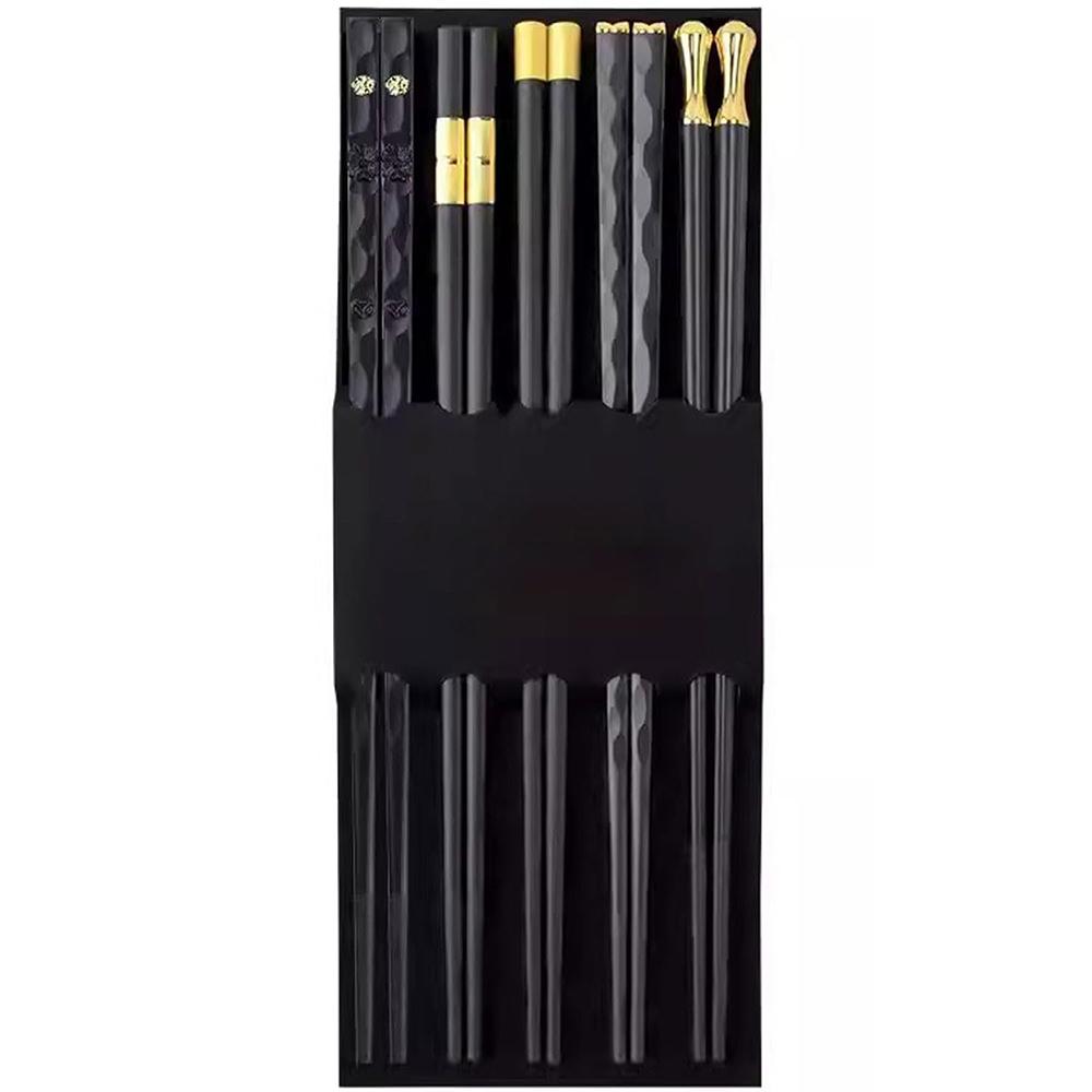 Lot de 5 paires de baguettes en fibre de verre antidérapantes, réutilisables et multi-styles, baguettes fantaisie