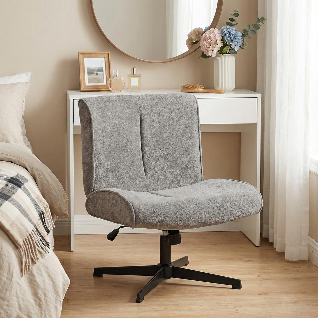 Swivel Accent Chair, Velvet Upholstered Lounge Chair with Height Adjustment for Living Room Office, Grey
