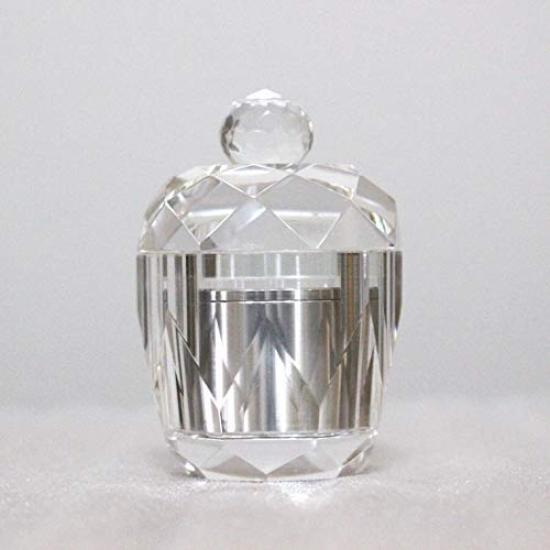 Mini Crystal Urn, Round, Clear, for Keeping Cremation