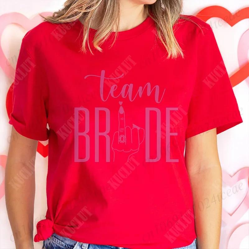 Finger Wedding Ring Graphic Tops for Women Team Bride T-shirt Girls Single Farewell Bachelorette Hen Party Bridal Shower Shirts