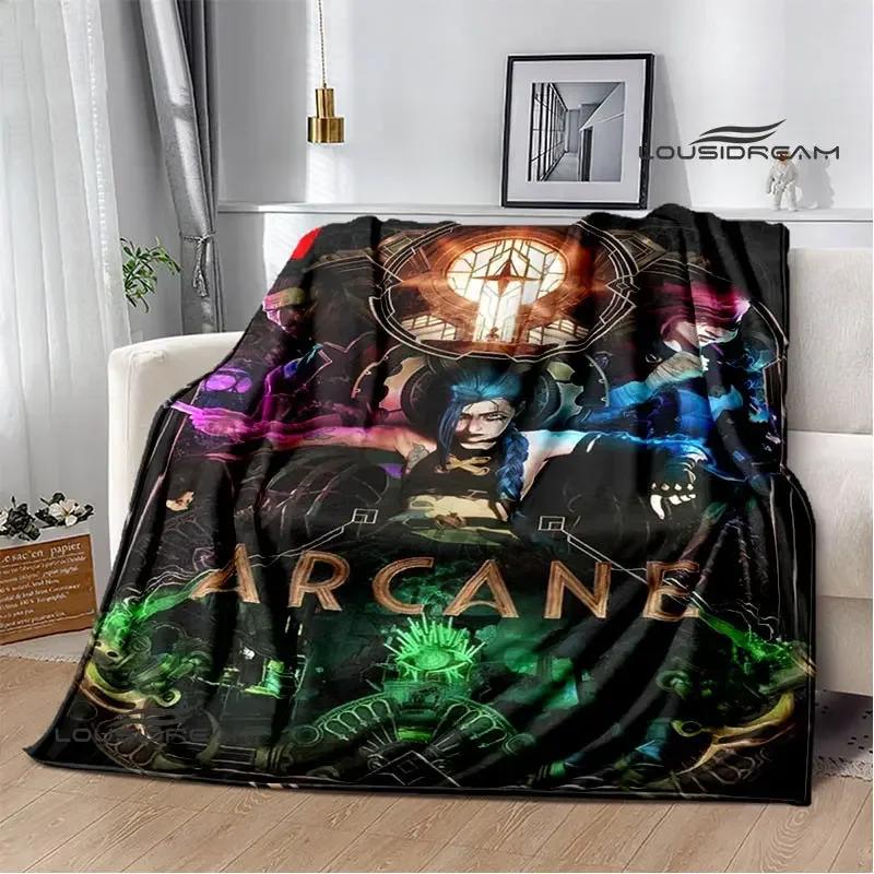 Arcano: Coperte con stampa di cartoni animati di League of Legends per tenersi al caldo, morbide e confortevoli, per casa, viaggio, letto, regalo di compleanno