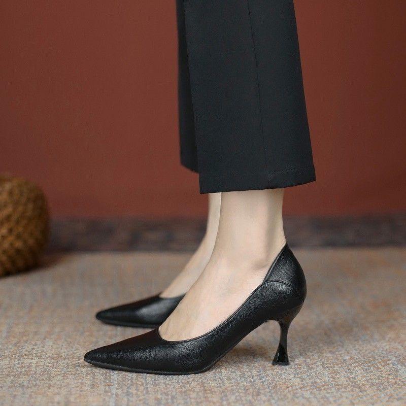 Schwarze Weiche Leder Stilettoabsätze - Bequeme Spitzschuhe für Damen