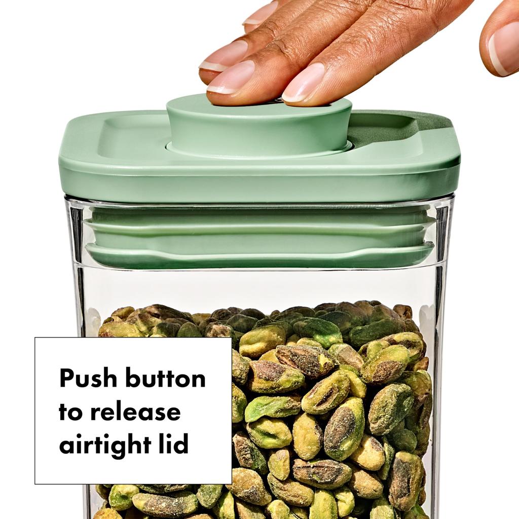 OXO Storage Container Pop Container 3 Piece Set with Scoop Small Square Short Pistachio