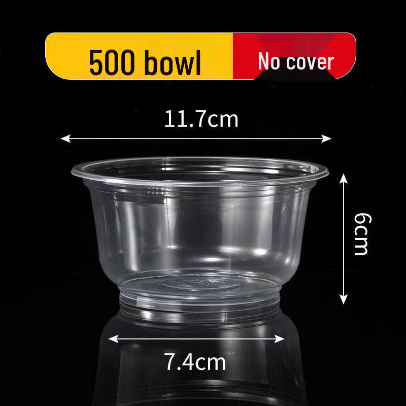 Disposable Transparent Plastic Bowl & Chopsticks Set for Rice, Noodles, Soup, Tangyuan - Small Round Bowls with Lids for Home & Commercial Use