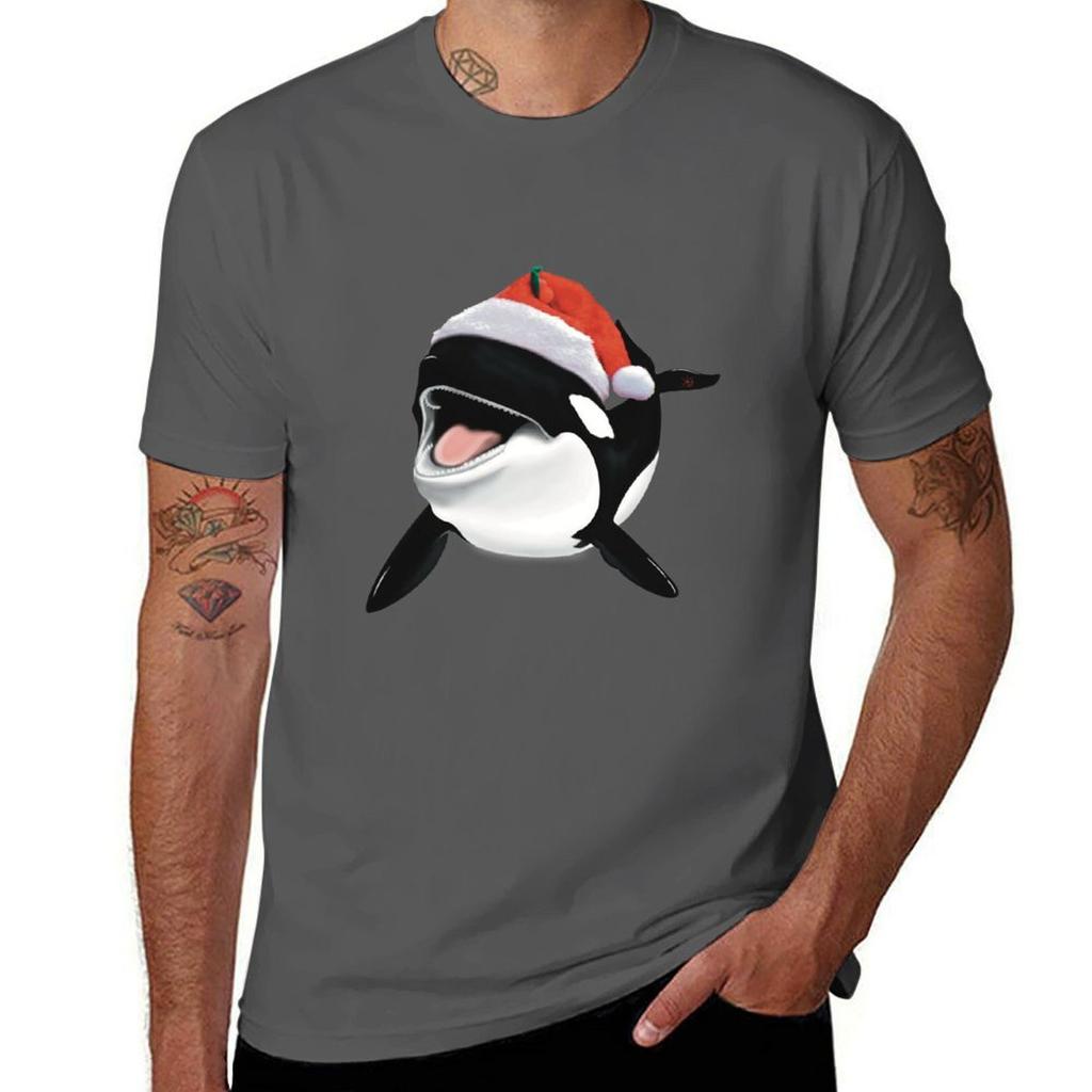 Orca Drawing Christmas Whale Gift Tshirt Quick Dry Sports Short Sleeve Tee