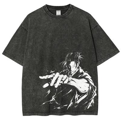 Anime Jujutsu Kaisen Gojo Satoru T-shirts Πλυμένα Ανδρικά Γυναικεία Βαμβακερά Harajuku T-shirts Ryomen Sukuna Ρετρό για Άνδρες Γυναίκες Μπλούζες