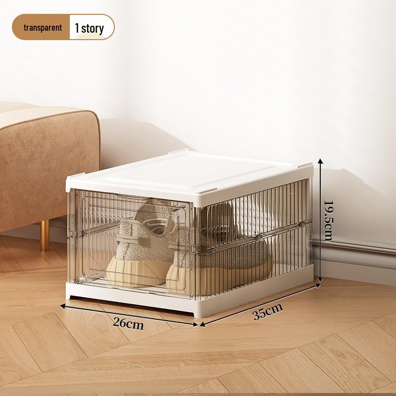 Foldable Transparent Shoe Box Cabinet with No-Install Lid - Multi-layer Thickened Shoe Rack for Home Storage