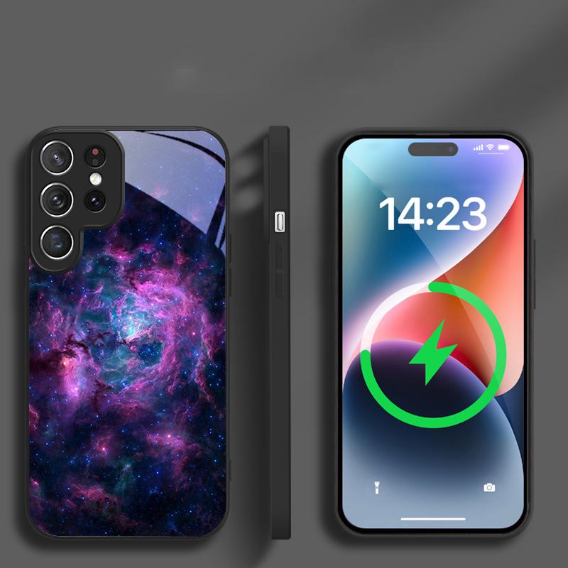 Space Nebula Wallpaper Suitable For Samsung Galaxy S25 Ultra S20 FE S21 S22+ S23 Plus S24 S26 Edge magnetism Glass Phone Casee