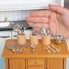 Miniature Kitchen Utensils Set Dollhouse Cookware Tools for Pretend Play Realistic Doll Kitchen Accessories Decor