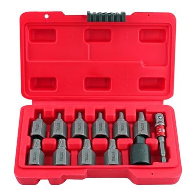 12 Piece Screw Extractor Kit 3/8 Inch Drive Hexagonal Head Multi Spline Tool Suitable For Stripped Bolt And Nut Removal