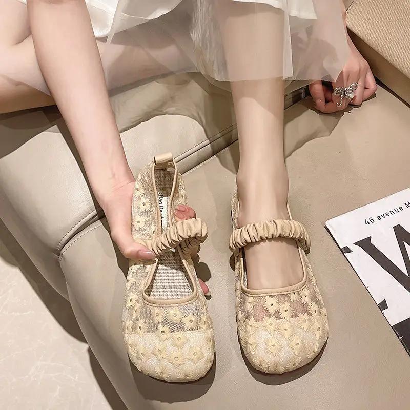 Ladies Footwear Round Toe Grey With Heel Transparent Women's Flat Shoes Cheap Clearance On Offer Elegant and Fashionable Dress