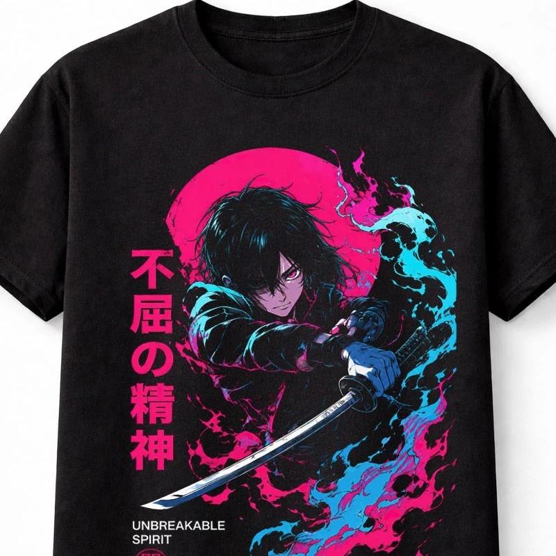 Unbreakable Spirit Samurai Anime Katana Warrior Graphic Unisex TShirt S