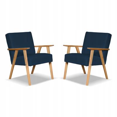 Armchair PRL Set Retro Vintage SOLER Family Furniture Navy Blue Velvet Hunter