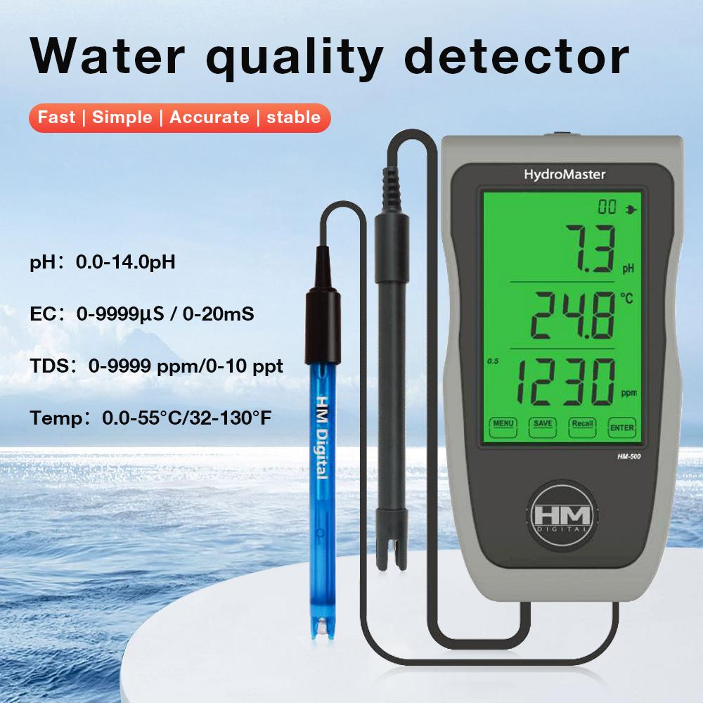 LCD Touch Screen Water Quality Tester HM500 Multi-parameter 4 in 1 Water Monitor PH EC TDS Temp Meter for Fish Tank Aquarium