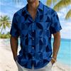 Hot Selling Men's Semi-circular Printed Short Sleeved Summer Casual Vacation Shirt, Loose Top