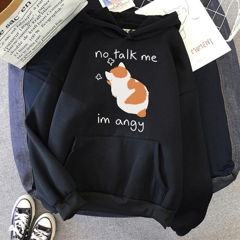 Angry Cat Print Women's Hoodie