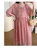2026 Korean Loose-Fit Maternity Cotton Linen Dress