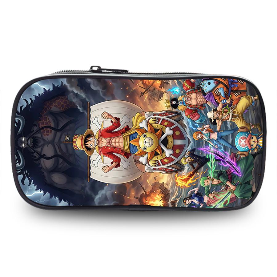 One Piece Anime Double Layer Pencil Case, Large Capacity Durable Stationery Bag Lightweight Unisex Pen Pouch for Boys Girls 6-10