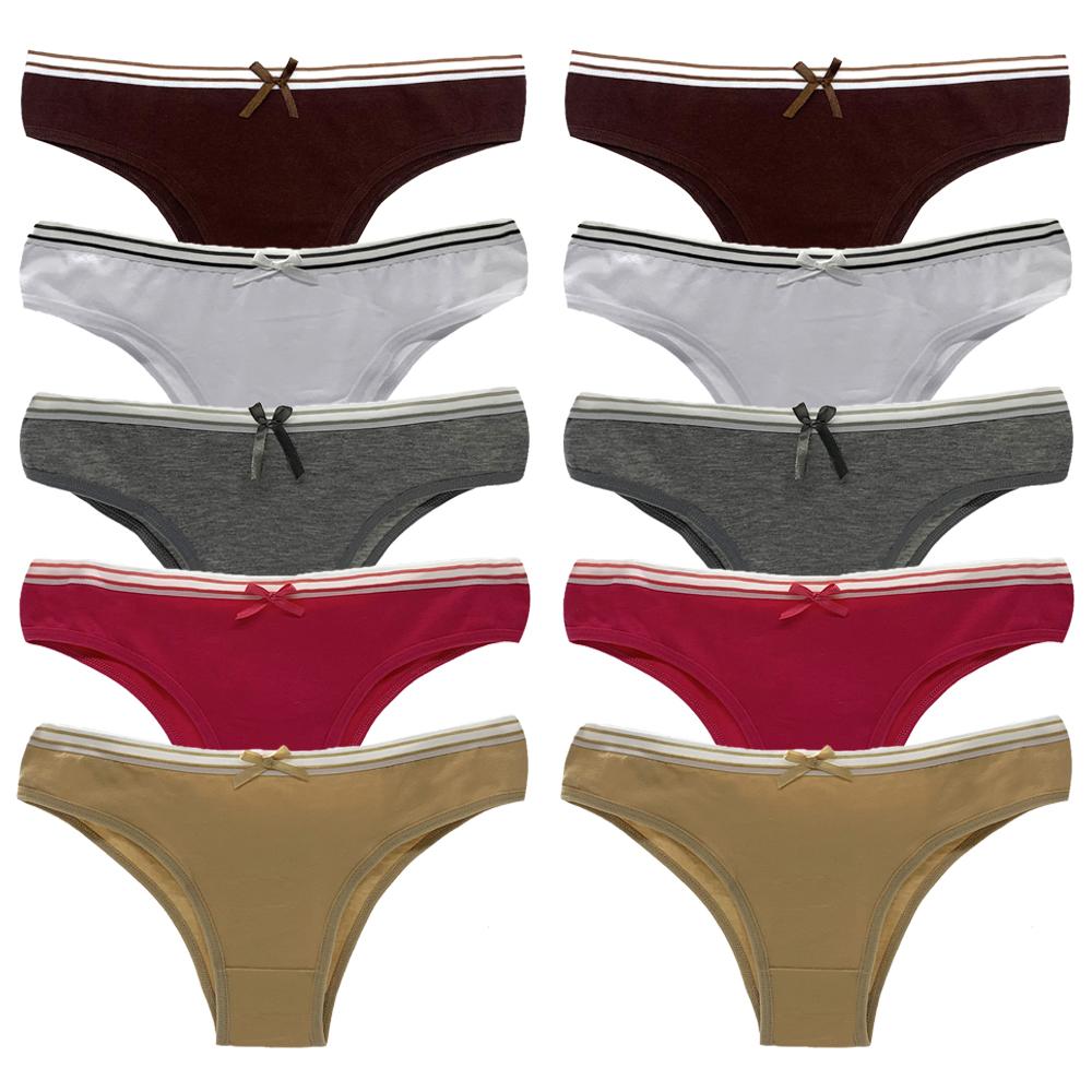 Panties for Woman Cotton Sexy Underwear Ladies Bikini Girls Briefs Soft Knickers Low Waist Intimates Lingerie  10Pcs/set