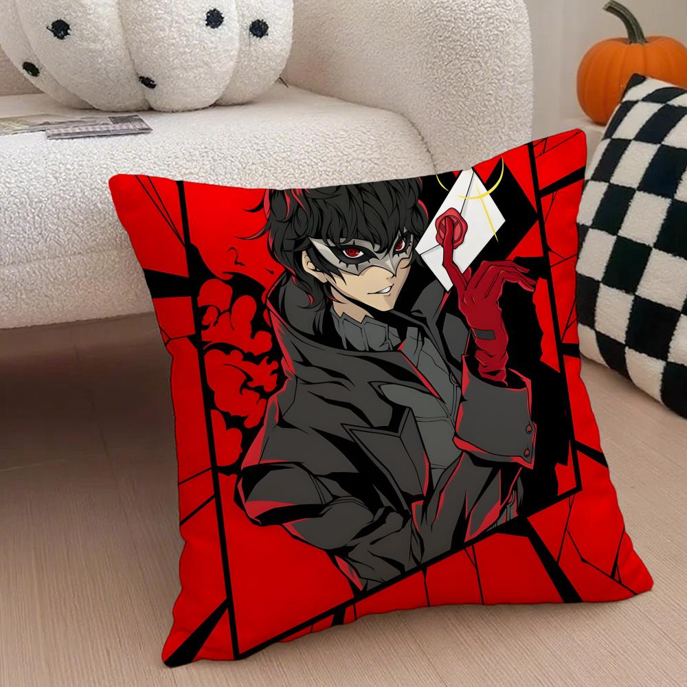 Klassische Anime Persona 5 Kissenbezug Sofakissenbezug Versteckter Knopf Strapazierfähiges Polyester Stuhlkissen