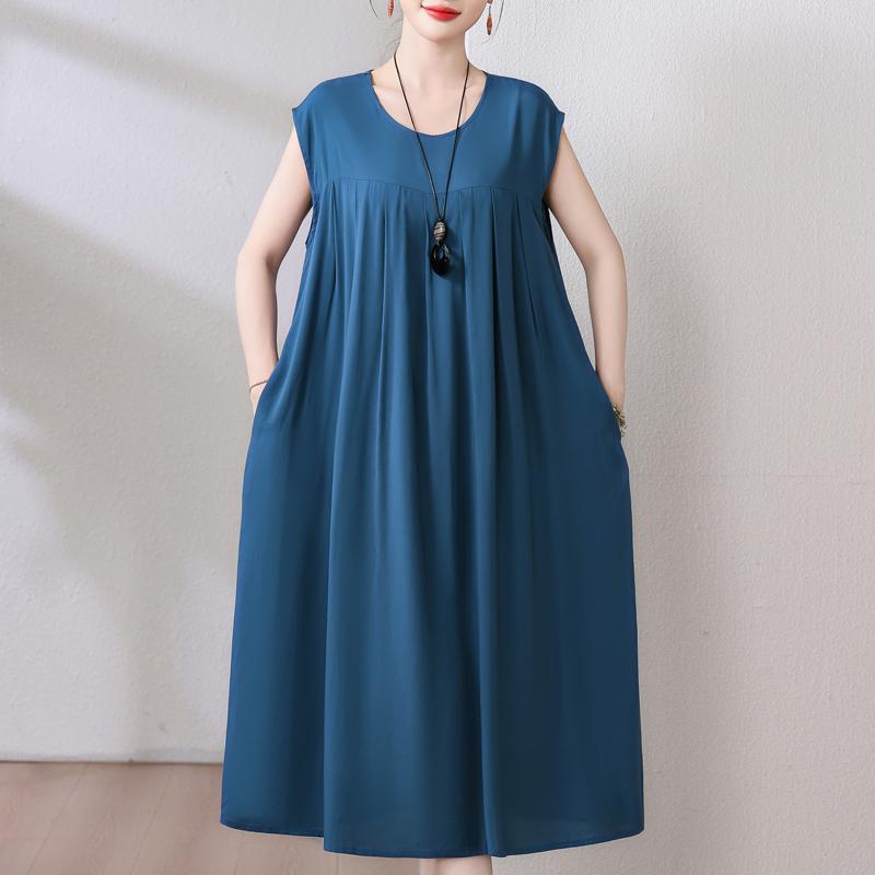 Plus Size Sommer Vintage Kleid Frau Oversize Lose ärmellose lässige elegante lange Kleider