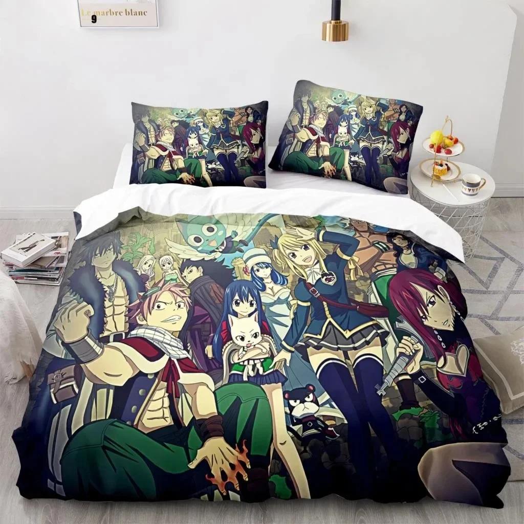 New Fairy Tail Beding Set Japanese Anime Young Boys Young Girls Gift Bedrom Decor Single Twin Ful Quen Sized Dimensions Home Textiles Bedrom