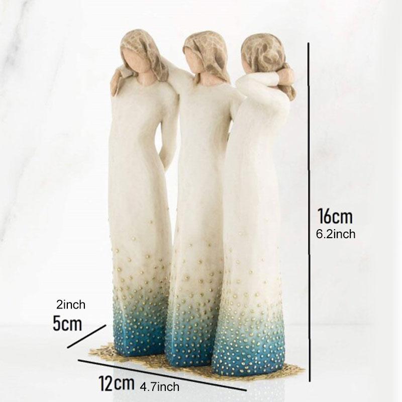 By My Side Sculpted Hand-Painted Figure Resin Desktop Ornament Home Decorative Statue Gift for Friends Sisters