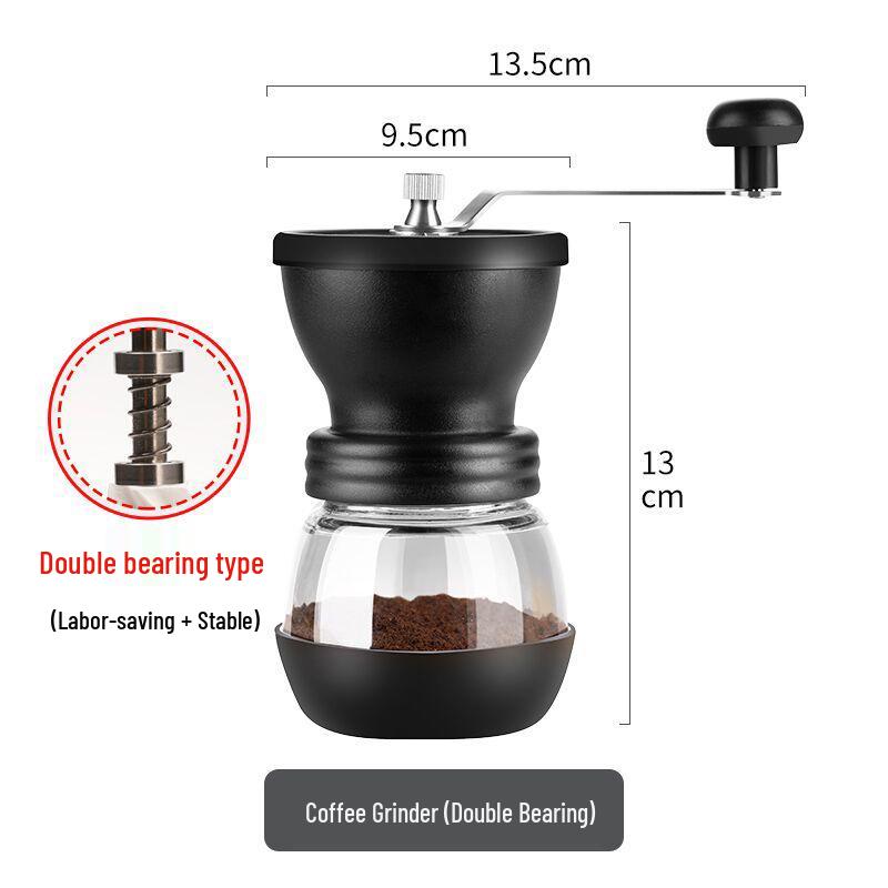 Manual Coffee Bean Grinder: Hand-Crank, Double Bearing, Ceramic Grinding Core