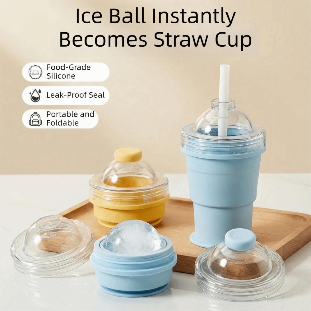 Easy To Demold Folding Ice Mold Cup with Straw Ice Kettle Silicone Collapsible Mug  Office