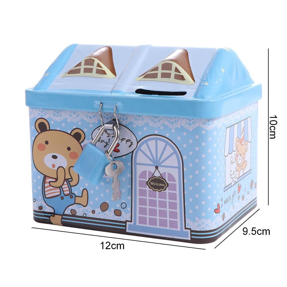 Cute House Coin Box Metal Coin Safe Storage Box House Shape Piggy Bank  Christmas Gift