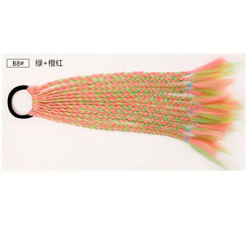 Children's Wig Dreadlocks Hair Accessories Bow Tie Style Colorful Braided Hair Ties Girls' Short Stage Cute Ombre Ponytail