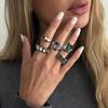 12 stylů Módní Černé Akrylové Diamantové Prsteny Dámské Retro Skládané Geometrické Kovové Čtvercové Prsteny Kloubové Prsteny Šperky Doplňky