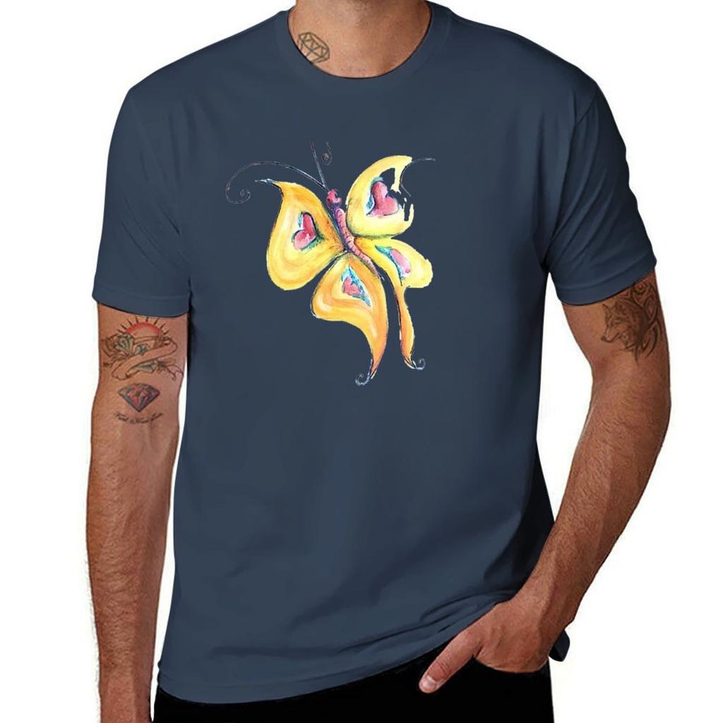 Yellow Butterflies Tshirt Casual Everyday Wear Tshirt