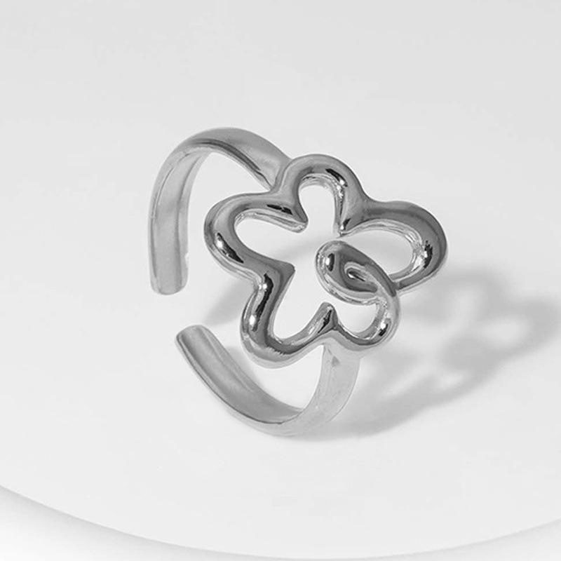

European-American Minimalist Geometric Stainless Steel Ring for Women - High-End Light Luxury Design