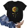 Sunflower Damen-Hemdoberteil mit süßem Aufdruck, kurzärmelig, Rundhalsausschnitt vorne und Schulter, Vintage-Kurzarm, Sommer-Lose-Shirt-Oberteil