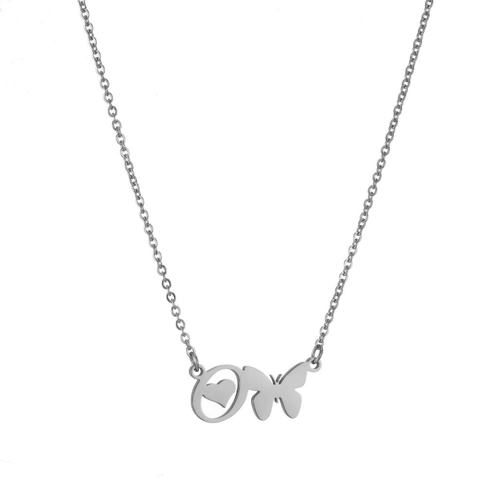Stainless Steel Non-fading Women's Trendy Butterfly Letter Necklace