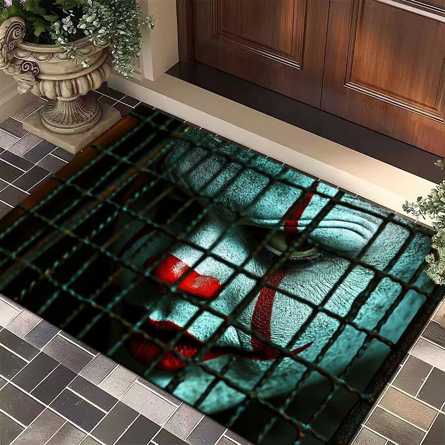 Halloween Thrilling Horror Scary Clown Face 3D Illusion Door Mat Non-slip Waterproof Durable Entrance Party Home Decor Door Mat