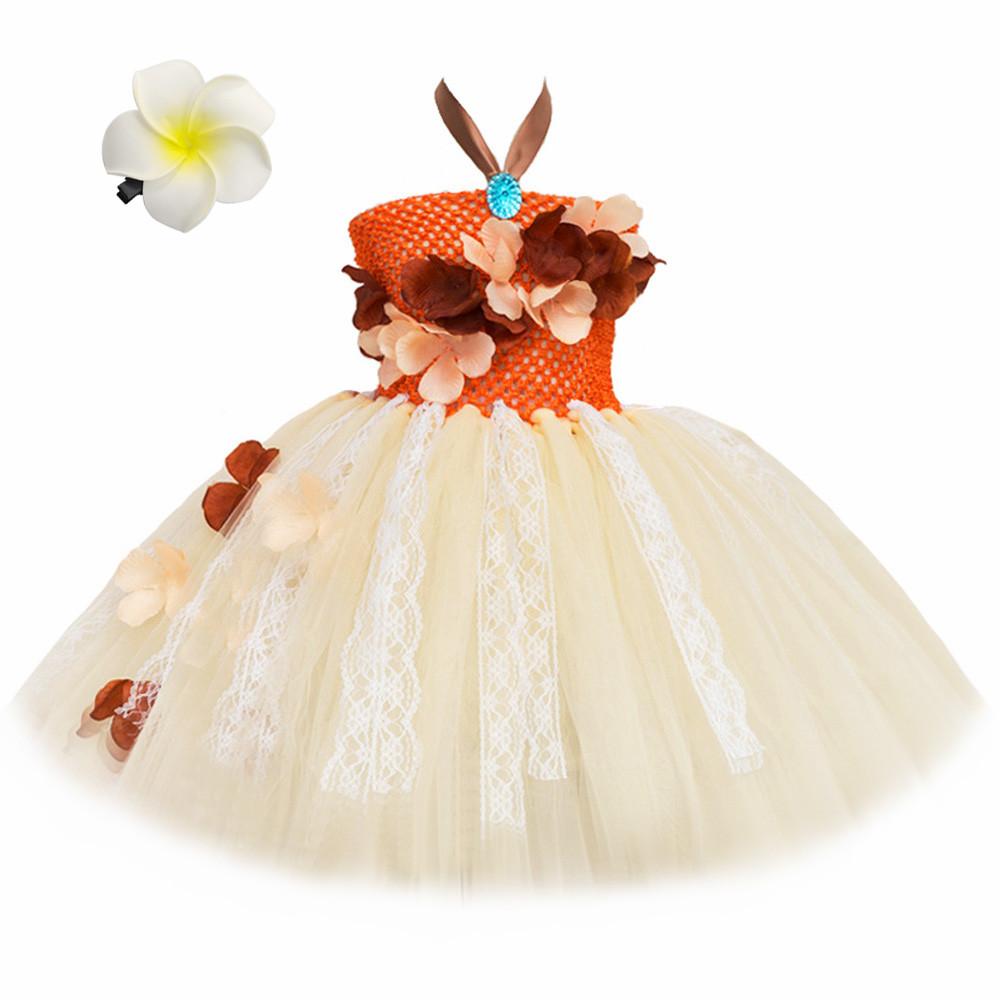 Princess Moana Dress Costume for Girls Halloween Dress Up Clothes Toddler Kids Theme Birthday Party Tulle Tutu Dresses Outfits 12M