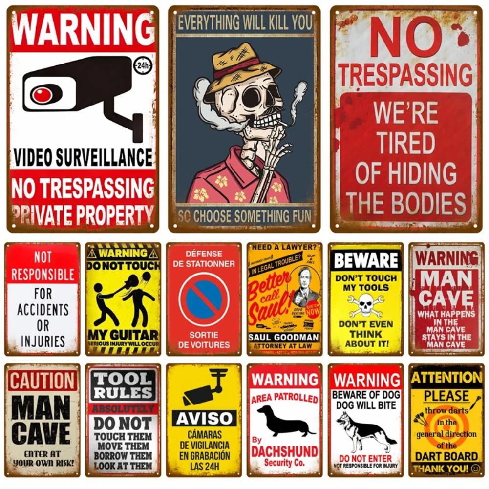 Placa de Aviso de Metal Retrô Decoração de Parede de Lata Vintage para Casa Quarto Bar Garagem Café Clube Man Cave Pub Placa Mural Poster Arte