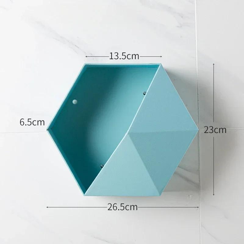Nordic Style Wooden Decor Wall Mount Hexagonal Frame Books Toys Flower Pot Storage Shelf Holder Figurines Display Crafts Shelves