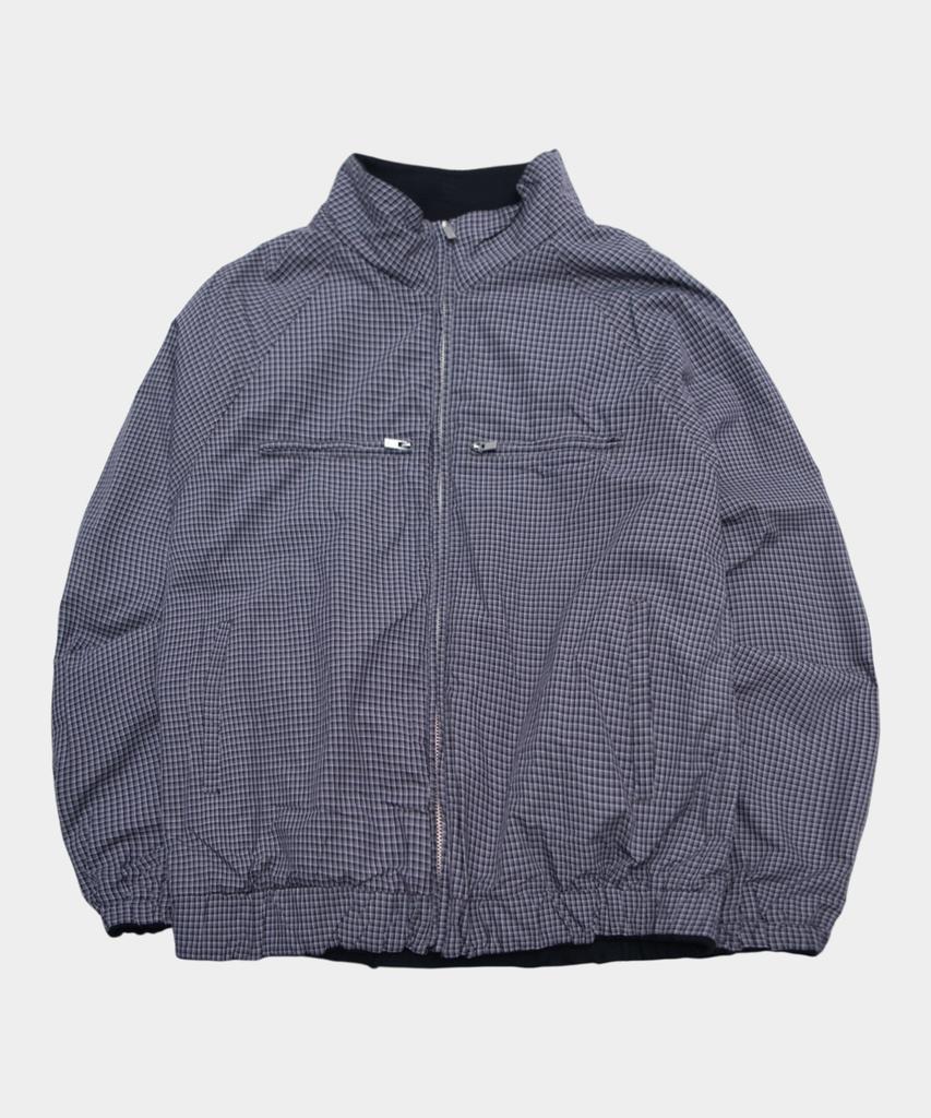 SOMEPLACE MAN Half-Neck Check Contrast Reversible Oversized Daily Two-Way Long Sleeve Zip-Up Jacket [Black]