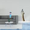 Asian Kabuki Geisha Doll Figurine with Japanese Kimono And African Tribal Lady Sculpture Tabletop