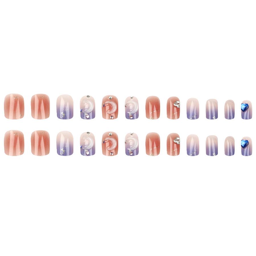 Star & Moon Mocha Sweet White-Enhancing Manicure: Macaron Pearl Rhinestone Press-On Nails