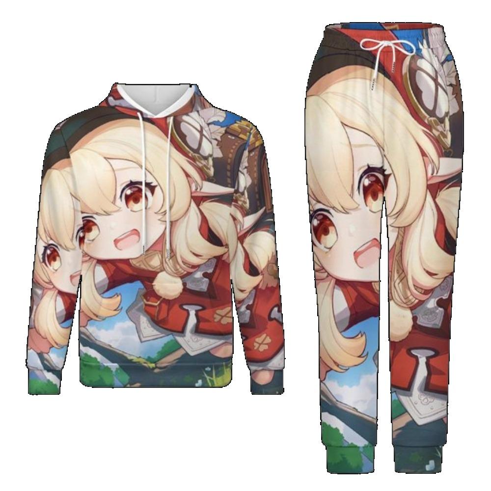 Popular Game Genshin Impact Cosplay Hoodies Set Male 3D Print Anime Tracksuit Jogging Outfits Harajuku Men Women Hoodie 2pcs Set