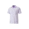 Floral Print Casual Short Sleeve Polo Unisex Tops Lavender-Purple 620688-25