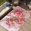 Vivid Red Rose Floral Area Rug Non Slip Soft Floor Mat Elegant Flower Style Living Room Bedroom Entryway Decor Carpet