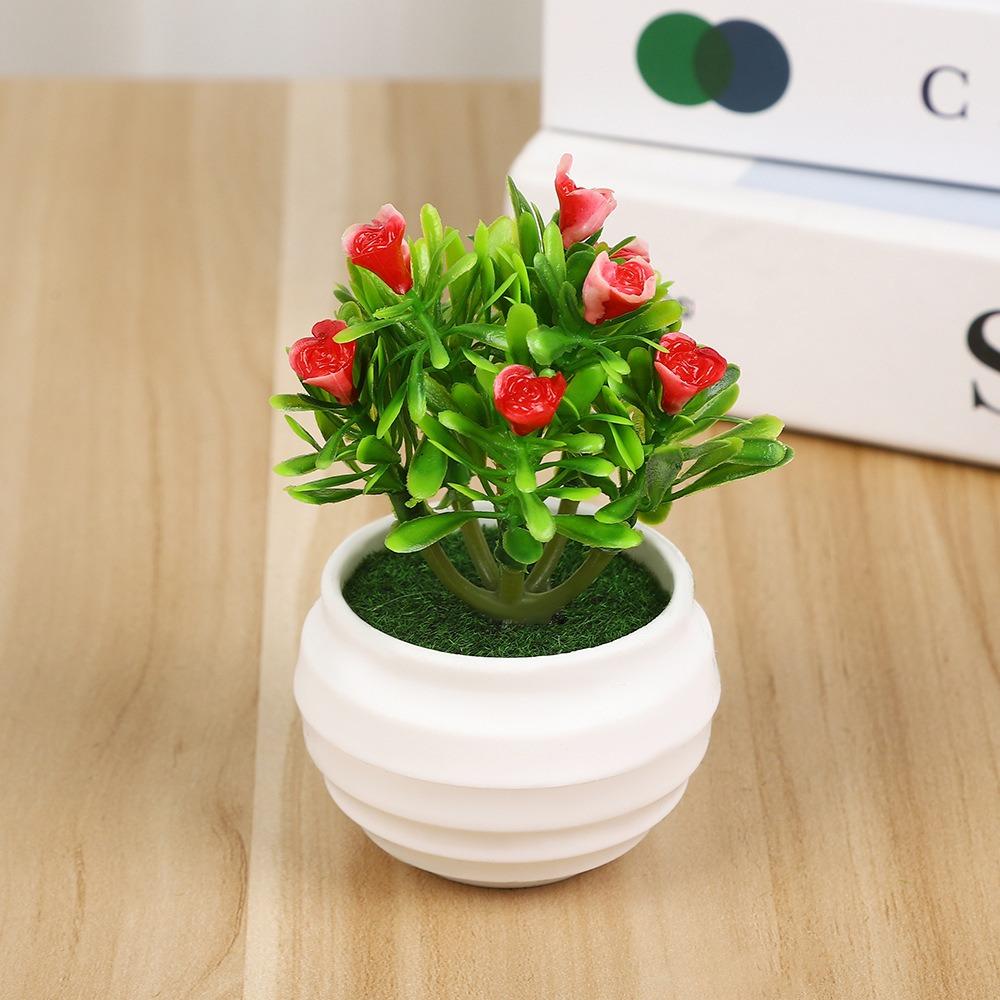 

New 6 Colors Artificial Potted Plant 8*11cm Plastic Bonsai Flowers Pot Simulated Tree Ornaments червоний