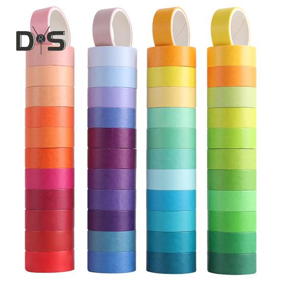

48 рулонов васи-ленты радужных цветов, декоративные ленты шириной 15 мм, цветная клейкая лента для дневника, книги, планировщика, скрапбукинга, сделай сам, художественные поделки Sets