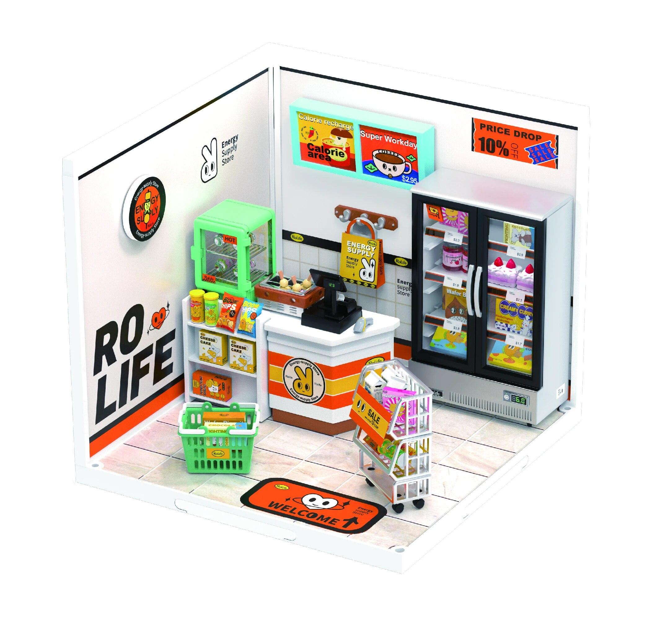 

Rolife Super Creator Daily Пластиковый DIY Миниатюрный дом Кафе Магазин энергоснабжения Наборы строительных блоков Английская версия DW