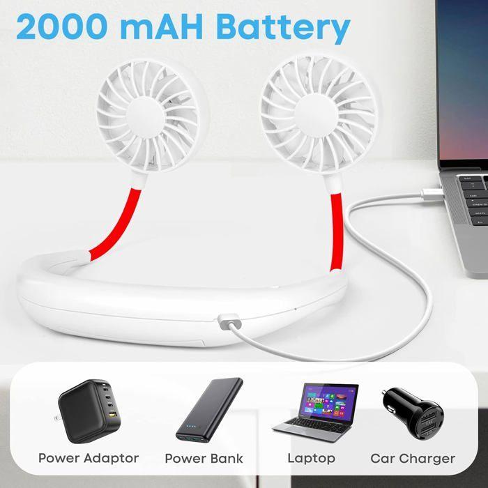 Mini Portable Neck Fan, Hands-free, USB Rechargeable, 3 Adjustable Speeds, 360-degree Free Rotation, Ha417